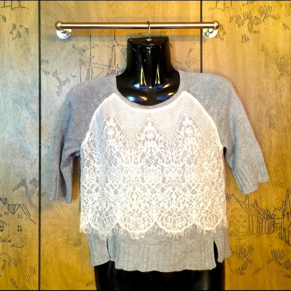 Lace Cropped Sweater - Picture 1 of 3